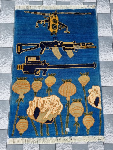 Opium Rug Afghan Handmade  Vintage War Rug Baluchi Wool With Beautiful Design  