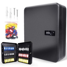 120 Position Key Cabinet with Combination Lock Wall Mount, Black Steel Lockin...