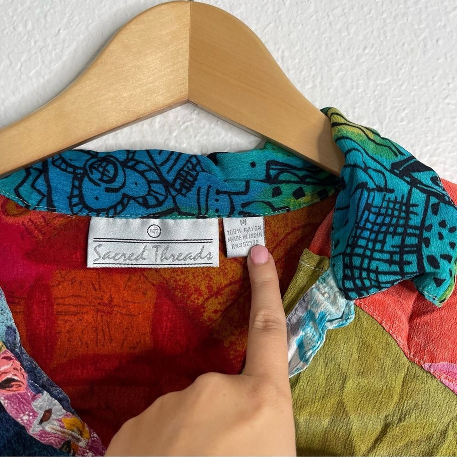 Vintage Y2K Patchwork Button Down Long Sleeve Top… - image 2