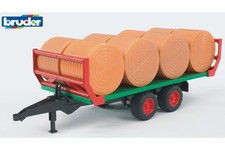 Bruder Bale Transport Trailer w/ 8x Round Hay Bales Childrens Toy Playset 1:16