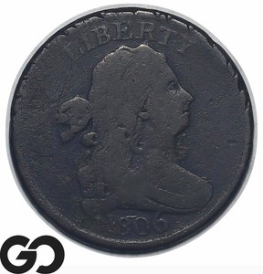 1806 Half Cent, Draped Bust w/ Stems, Large "6"