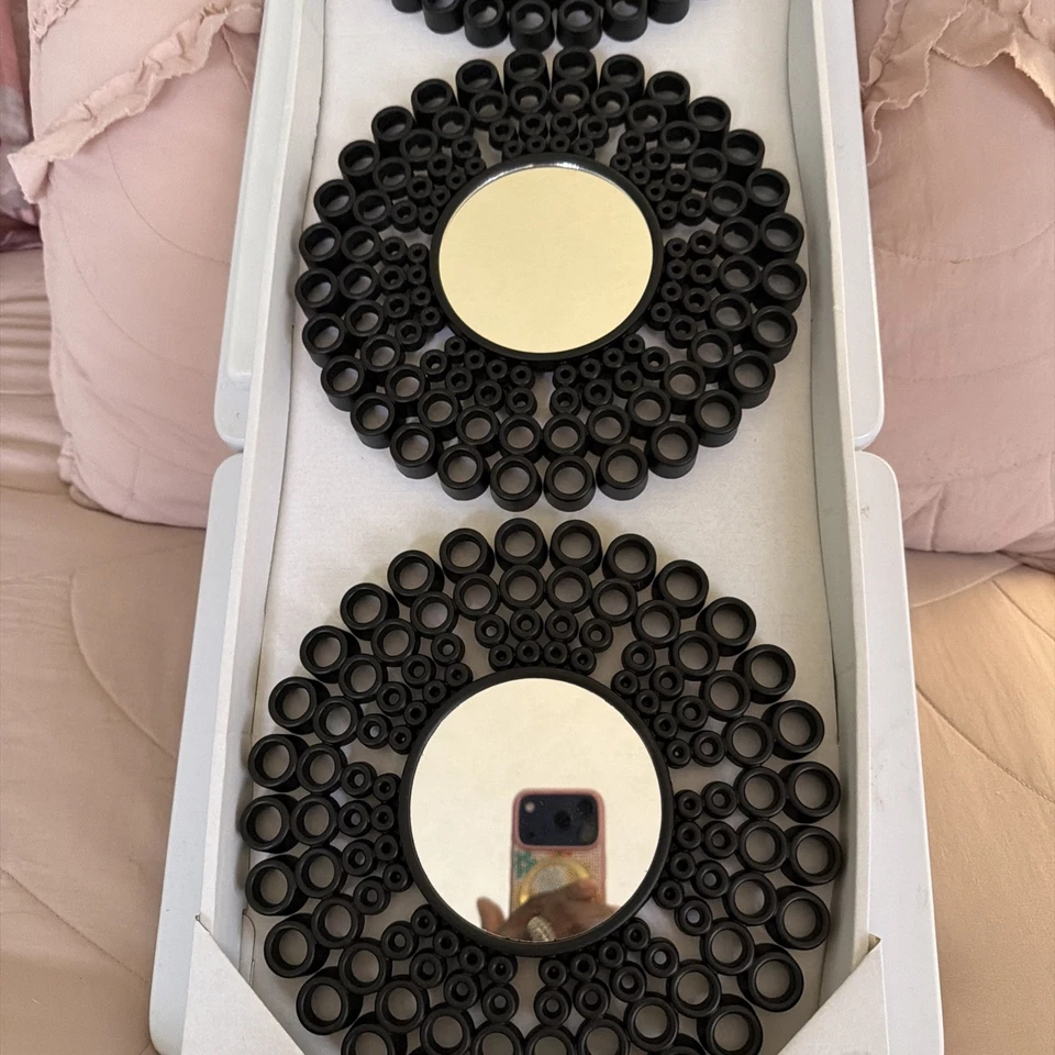 Brand New Group Decorative Black Wall Mirrors Lot of 3 Plastic - Image 4 of 4