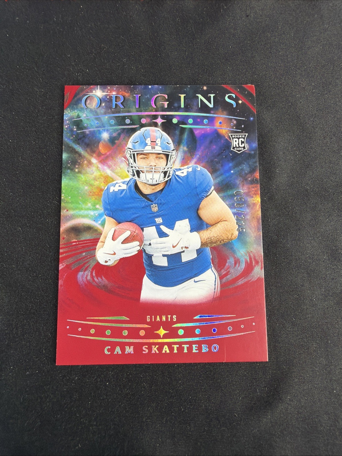 2025 Panini Origins - Rookies Cam Skattebo, Cam Skattebo #123 Red /225 (RC)