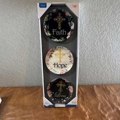 Interiors by Design Religious Plate Wall Set Faith Hope Love 7.5in Christian