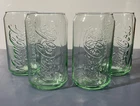 Vintage Coca Cola Collectible Can-Shaped Drinking  Glass Green Tint Set of 4