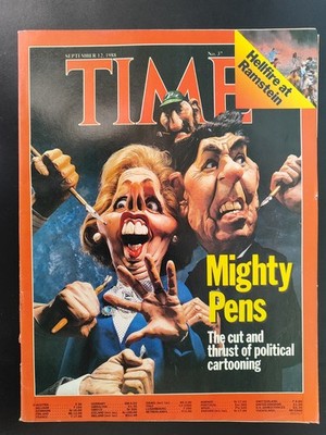 Mighty Pens Cartoonists-Hellfire At Ramstein Time 1988 Magazine September 12