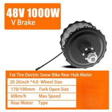 48V 1000W 20 26 Inch Electric Bike Brushless Rear Hub Motor 50km/h Max Speed
