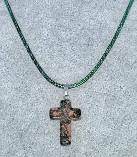 Collar cruz de piedras preciosas heliotropo - Imagen 6 de 13