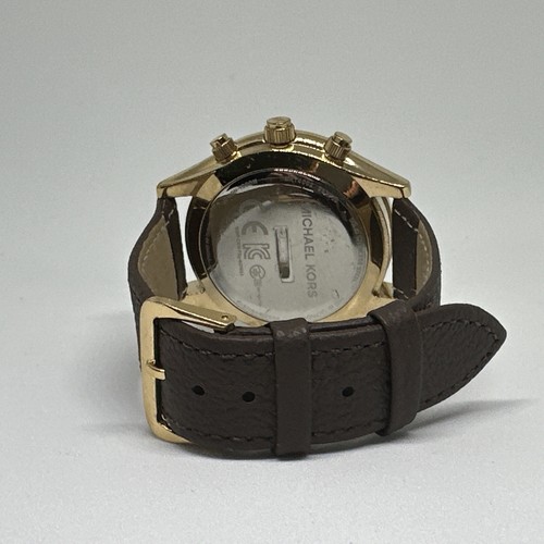 Michael Kors Slim Runway MKT4002 Unisex Brown Leather Analog Dial Watch HME209 - Picture 9 of 11