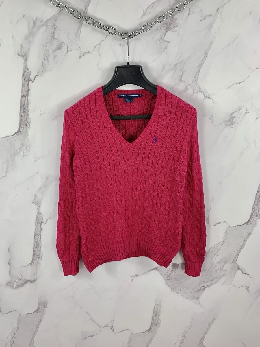 Vintage Ralph Lauren Sport Cable-Knit V-Neck Pullover/Jumper Size 