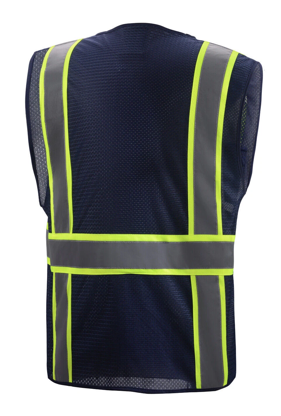 NAVY BLUE REFLECTIVE MESH SAFETY VEST w/ POCKETS 2 TONE SURVEYOR HIGH-VISIBILITY image 2