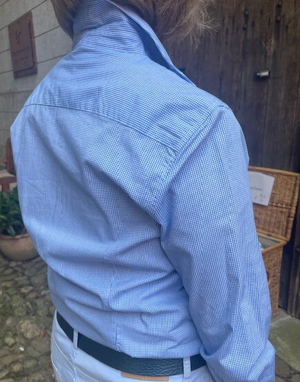 Trachtenbluse blau weiß kariert in Baumwolle von 36 - 50 Langarm Neu - Bild 4 von 4