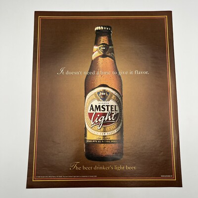 Amstel Light Beer 1999 Vintage Print Ad 10''x12'' it doesn't need a lime