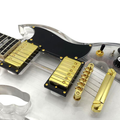 Transparent Electric Guitar Maple Acrylic Body Crystal Guitar Blue