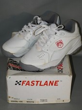 Vintage Dodge Mopar Fastlane Sneakers Mens Size 6 White Leather Shoes Retro