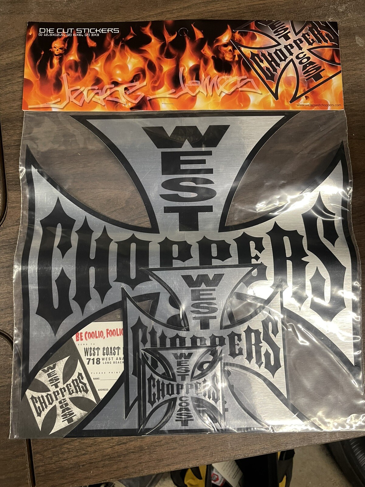 5 PACKS of Jesse James Die Cut West Coast Choppers Motorcycle Stickers 25 TOTAL