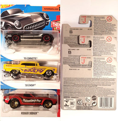 3x Hot Wheels Corvette 55 Chevy 55 Roger Dodger coole Wagen neu top H92