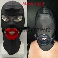 Gimp Mask Black Open Mouth Binding Hood Cosplay Open Mouth Gags Harness