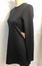 Zara Black Dress Sz M Scooped Open Sides Design Long Sleeve Zipper Perfect Cond