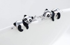 Panda bear silver stud earrings
