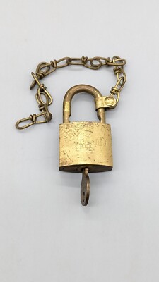 Vintage American Lock Company U.S. Military Brass Padlock Lock w/Key ...