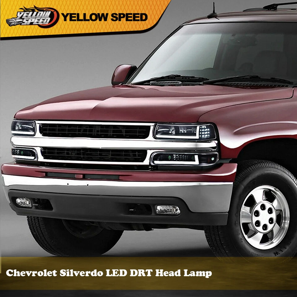 Ajuste para 99-02 Chevy Silverado 00-06 Tahoe LED DRL faróis de barra + lâmpadas de para-choque - Imagem 2 de 4