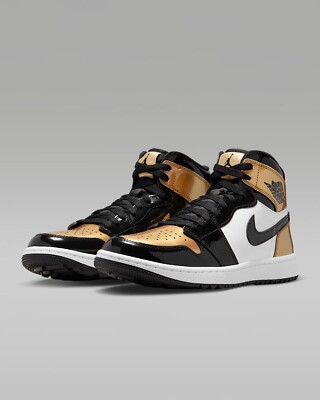 DQ0660-002 Nike Air Jordan 1 High Gold Toe Men's Size 13 Golf