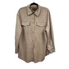 Truth By Republic Faux Suede Jacket Women Collared Flap Pockets Tan Size Xl