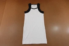 Different Touch Womens Medium White Black Trim Rib Knit Pullover Tank Top New