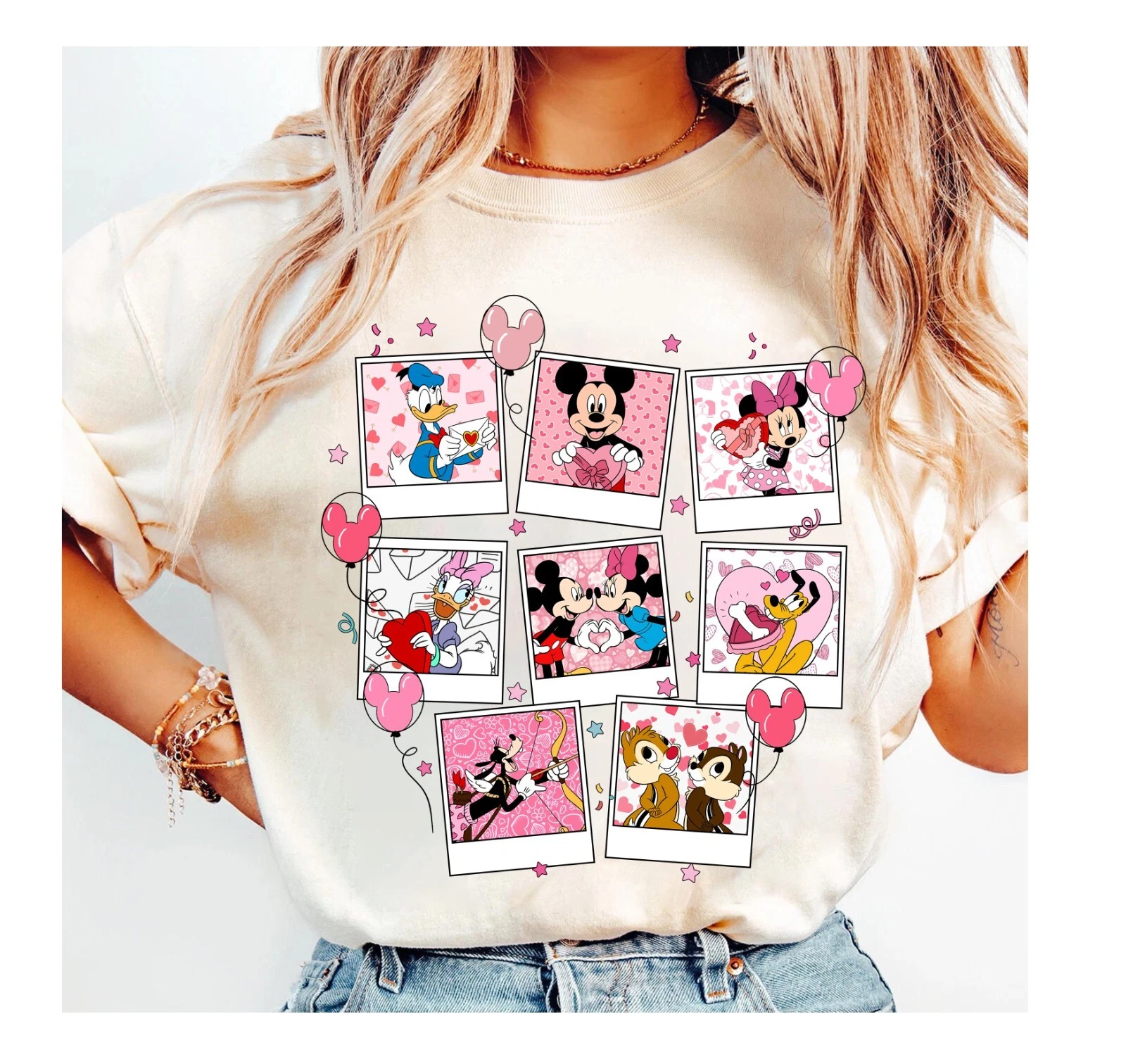 T shirt Disney Topolino e Amici regalo San Valentino unisex adulto bambino 801131