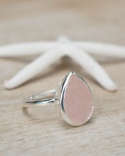 925 Sterling silver Natural Rose Quartz Ring Gemstone Women Jewelry For Her M 22