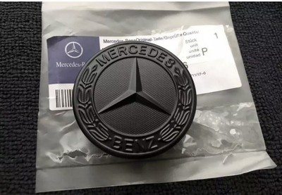 New MERCEDES BENZ SPORT BLACK BONNET BADGE - 57MM NEW C E S CLK AMG CLASS  