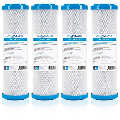 Aquasure Pioneer 1 Micron Coconut Shell Carbon Block Water Filter 10'' (4X)