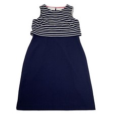 Eliza J Sheath Dress Women’s Size 6 Navy Blue White Striped Sleeveless Career