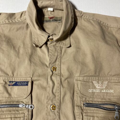 Armani Jeans Denim Safari Shirt Men's Size Large Long Sleeve Canvas