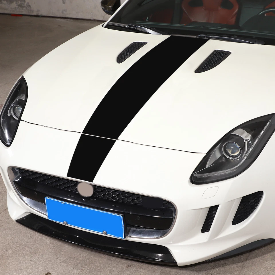Black Racing Hood Stripes Decal Vinyl Stickers Fit For Jaguar F-TYPE 2013-2022 — 第 2/4 张图片