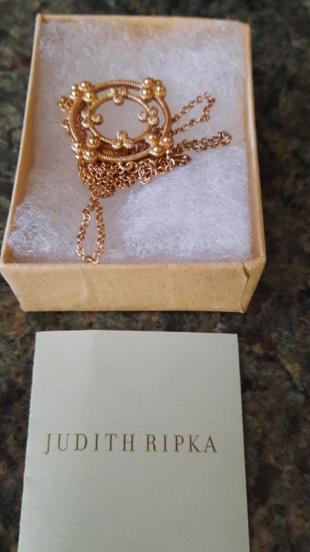JUDITH RIPKA  SOLID 14k GOLD & DIAMONDS Garland Necklace