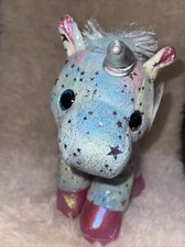 Unicorn Plush Pastel Satin GLITTER Stuffed Animal Standing 9.5" BRAND NEW