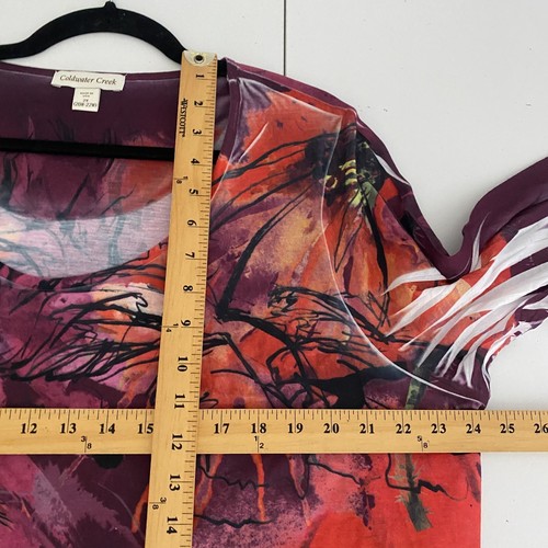 Coldwater Creek Fresh Floral T Shirt Size 2X Long Sleeve Red Pink Purple - Picture 9 of 11