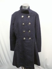 Guess La Navy Wool Custom Metal Button Winter Long Coat Women's Size Xl