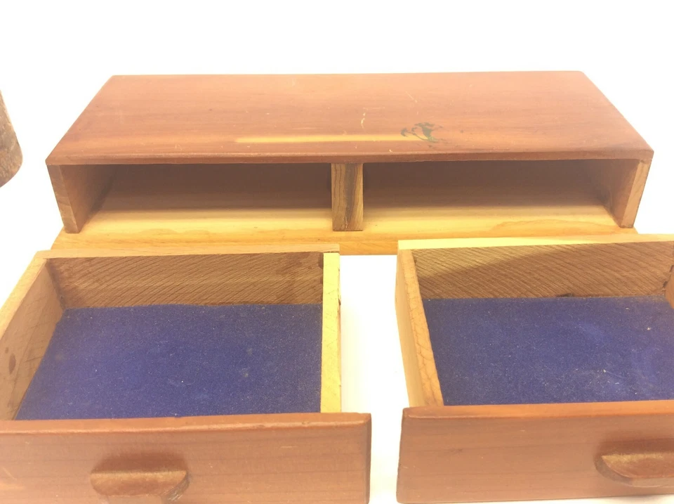 Small Pine Wood Sliding Trinket Box Bark Lined Steel Round Container Storage - Image 4 of 4