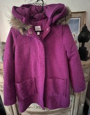 Cat  Jack Hooded Girls Coat, Detachable Faux Fur Trim, XL 14-16