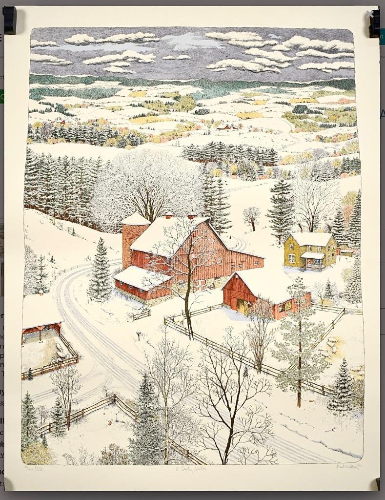 LE SUSAN HUNT-WULKOWICZ A COUNTRY WINTER 30” by 22” LITHOGRAPH NOT
