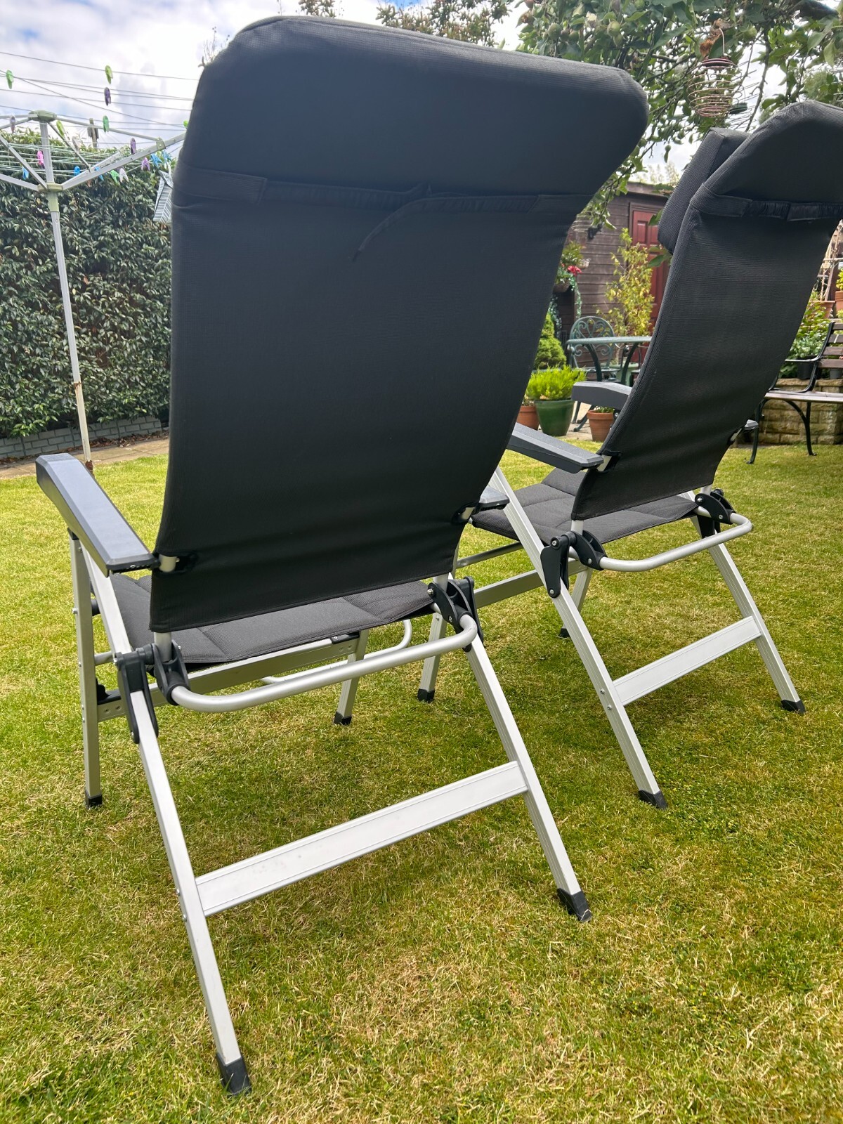 Isabella Folding Caravan Chairs with footrest Dark Grey eBay