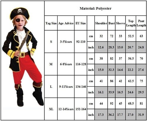 Fasching Kinder Piratenkostüm Karneval Jungen Caribbean Pirat Cosplay Kostüm - Bild 2 von 10