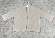 HUBERT GASSER Sweater Womens Large Brown Merino Wool Open Front Career Office