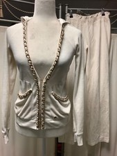 Juicy Couture Ivory Low Rise Straight Leg Pants 24 x 29 Hook and Eye Hoodie PXS