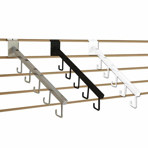Slatwall 5 J Hook Waterfall Faceout 18" Square Tube Chrome Black White Wholesale
