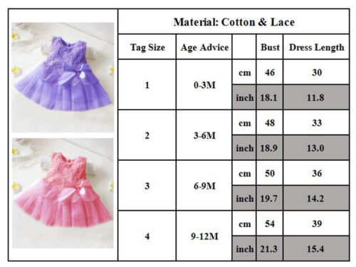 Cute Baby Flower Girl Tutu Tulle Princess Dress Party Dresses Wedding&Bridesmaid - Picture 2 of 14