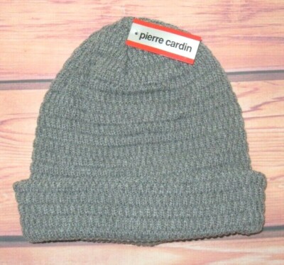 MENS PIERRE CARDIN GRAY FUR LINED BEANIE HAT CAP ONE SIZE